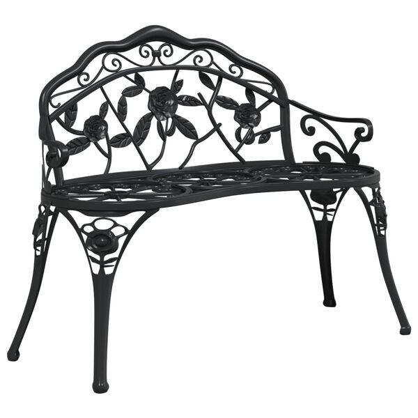 Banco de jardín de aluminio fundido negro 100 cm Negro