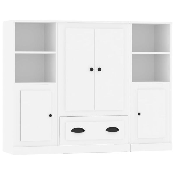 Aparadores altos 3 piezas madera contrachapada blanco Blanco 3185319