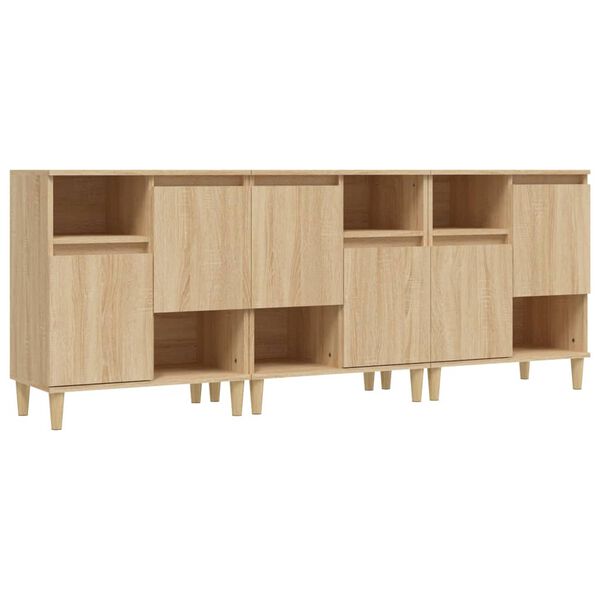 Aparadores 3 uds madera contrachapada roble Sonoma 60x35x70 cm Roble Sonoma