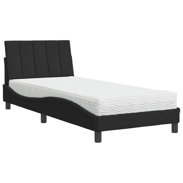 Cama con colchón Hanko terciopelo negro 80×200 cm Negro  80 x 200 cm