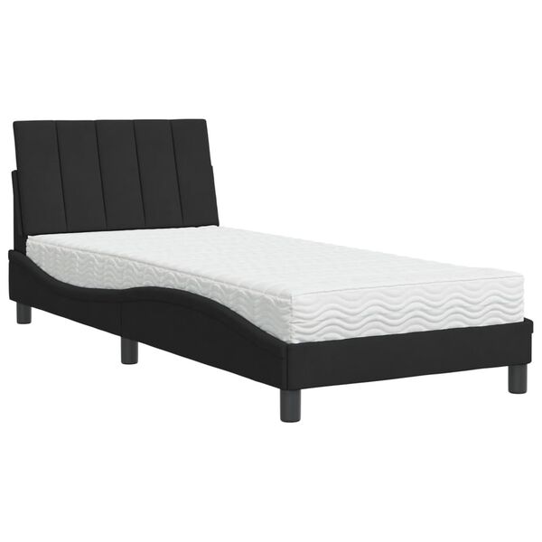 Cama con colchón Hanko terciopelo negro 90×200 cm Negro  90 x 200 cm