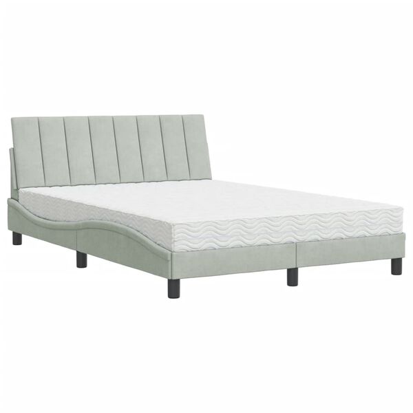 Cama con colchón Hanko terciopelo gris claro 120×200 cm Gris claro  120 x 200 cm
