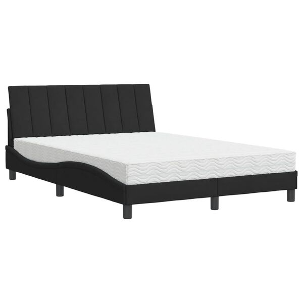 Cama con colchón Hanko terciopelo negro 120×200 cm Negro  120 x 200 cm