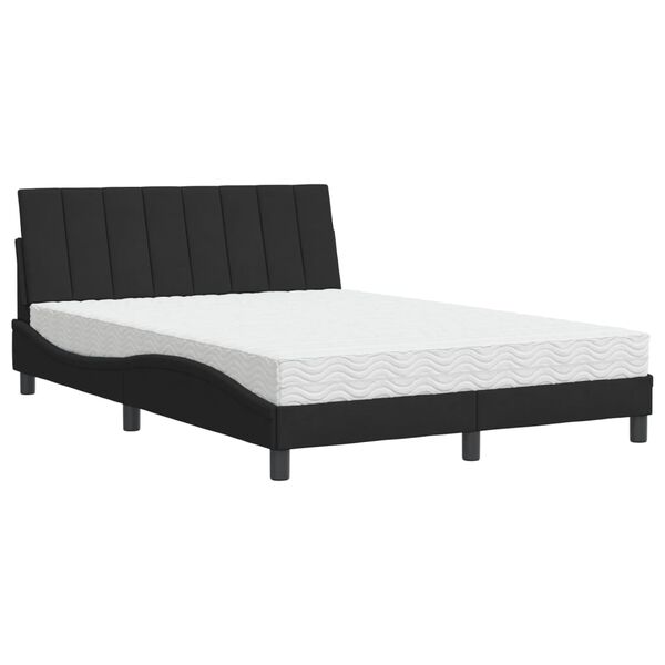 Cama con colchón Hanko terciopelo negro 140×190 cm Negro  140 x 190 cm
