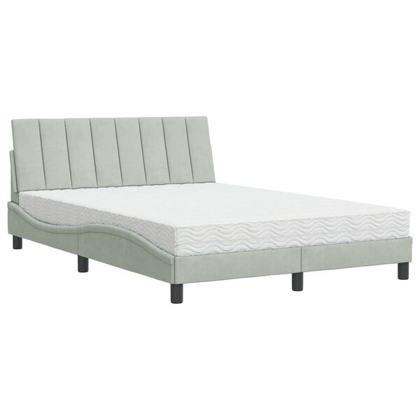 Cama con colchón Hanko terciopelo gris claro 140×200 cm Gris claro  140 x 200 cm