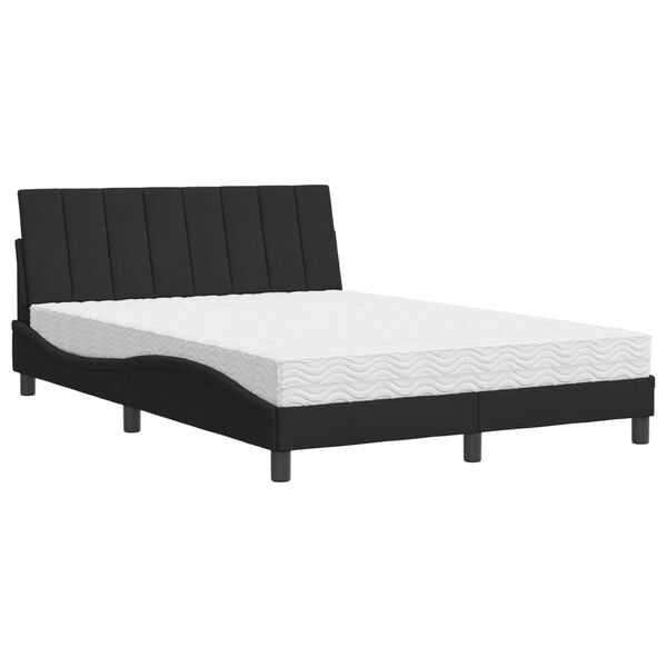 Cama con colchón Hanko terciopelo negro 140×200 cm Negro  140 x 200 cm