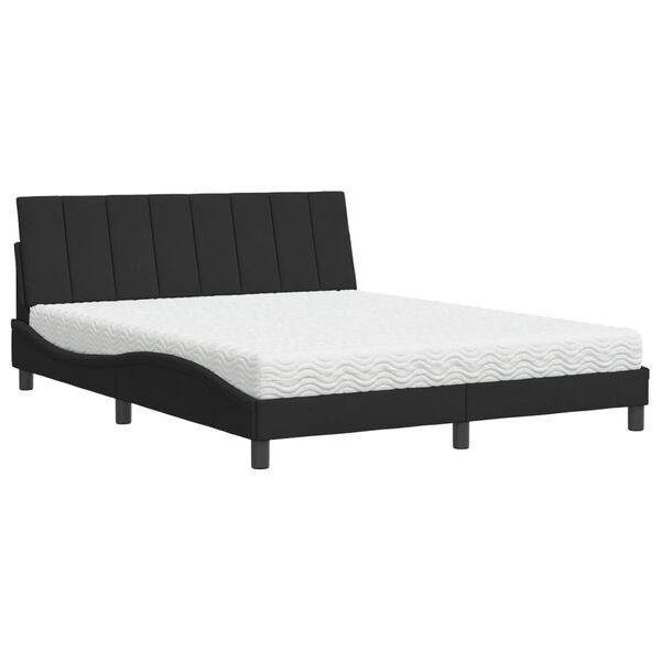 Cama con colchón Hanko terciopelo negro 160×200 cm Negro  160 x 200 cm
