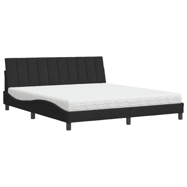 Cama con colchón Hanko terciopelo negro 180×200 cm Negro  180 x 200 cm