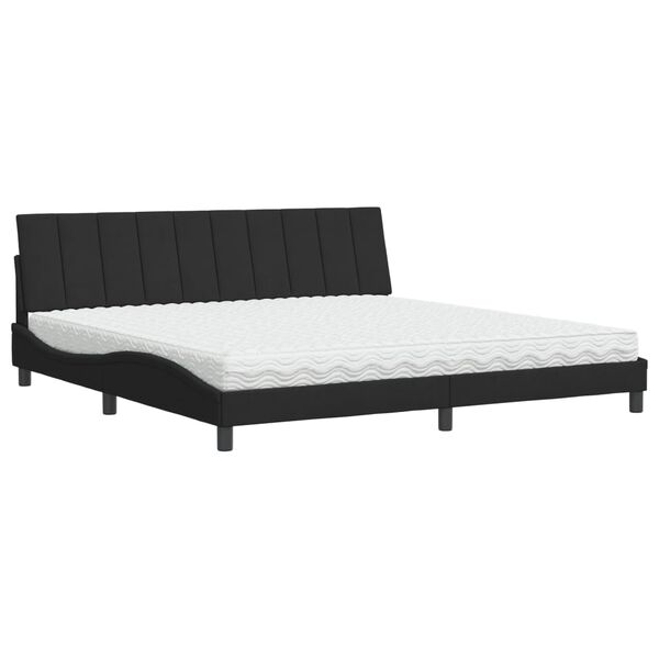 Cama con colchón Hanko terciopelo negro 200×200 cm Negro  200 x 200 cm