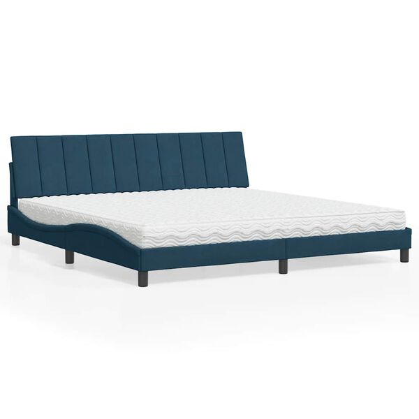 Cama con colchón Hanko terciopelo azul oscuro 200×200 cm Azul  200 x 200 cm