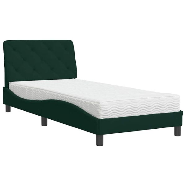 Cama con colchón terciopelo verde oscuro 80×200 cm Verde oscuro  80 x 200 cm