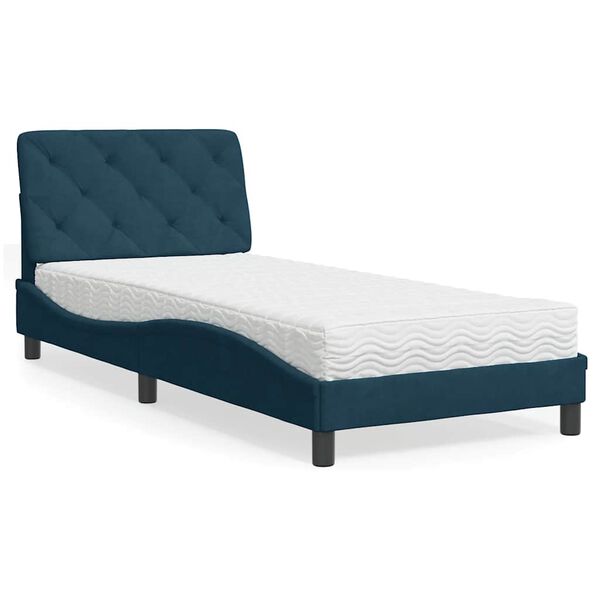 Cama con colchón terciopelo azul 80×200 cm Azul  80 x 200 cm