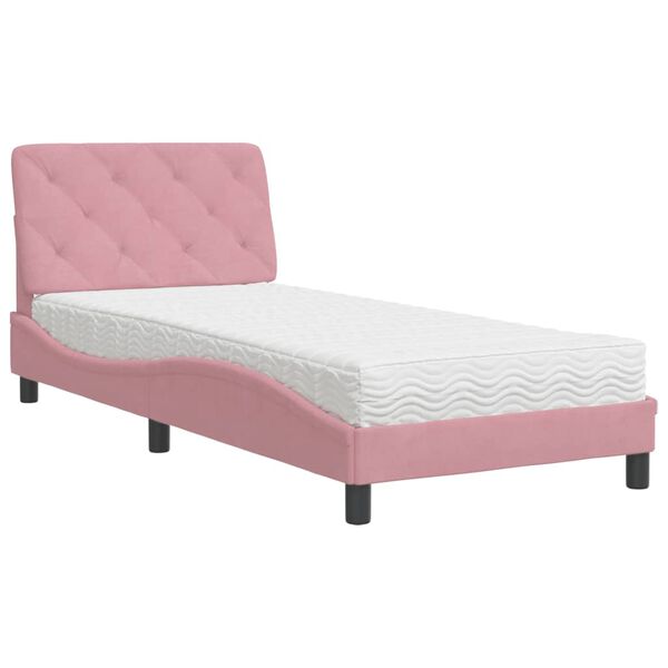 Cama con colchón terciopelo rosa 80×200 cm Rosa  80 x 200 cm