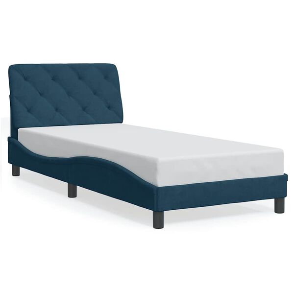 Cama con colchón terciopelo azul 90×190 cm Azul  90 x 190 cm