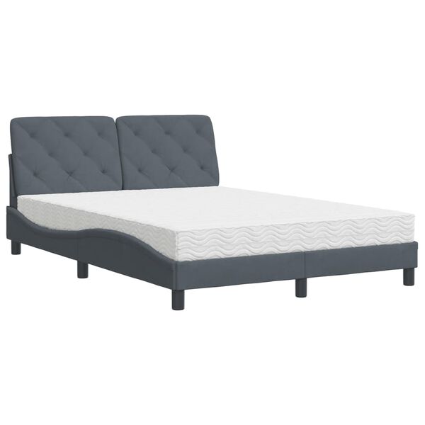 Cama con colchón terciopelo gris oscuro 120×200 cm Gris oscuro  120 x 200 cm