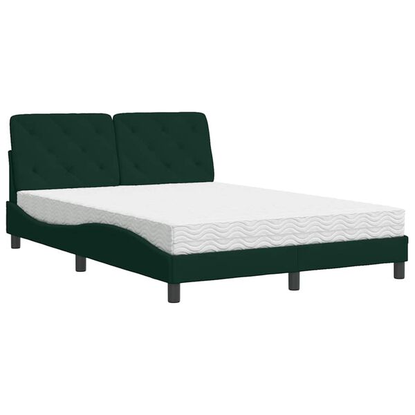 Cama con colchón terciopelo verde oscuro 120×200 cm Verde oscuro  120 x 200 cm