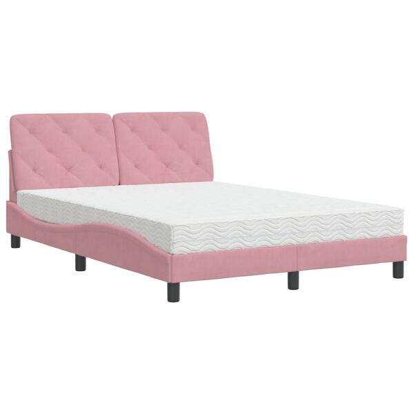 Cama con colchón terciopelo rosa 120×200 cm Rosa  120 x 200 cm