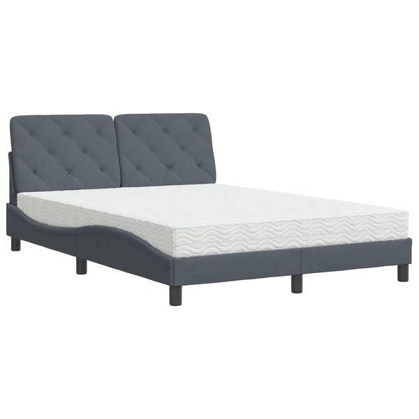 Cama con colchón terciopelo gris oscuro 140×190 cm Gris oscuro  140 x 190 cm