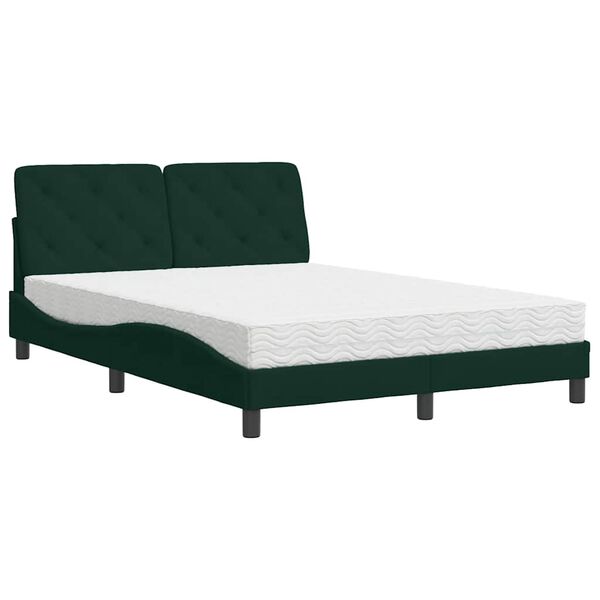 Cama con colchón terciopelo verde oscuro 140×190 cm Verde oscuro  140 x 190 cm