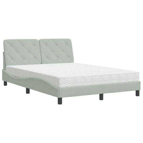 Cama con colchón terciopelo gris claro 140×200 cm Gris claro  140 x 200 cm