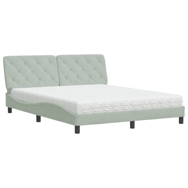 Cama con colchón terciopelo gris claro 160×200 cm Gris claro  160 x 200 cm