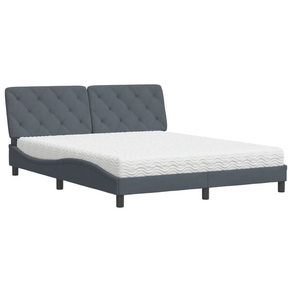 Cama con colchón terciopelo gris oscuro 160×200 cm Gris oscuro  160 x 200 cm