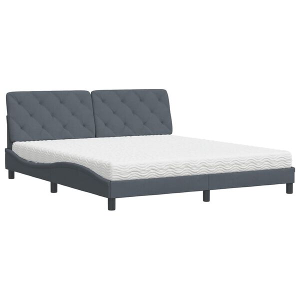 Cama con colchón terciopelo gris oscuro 180×200 cm Gris oscuro  180 x 200 cm