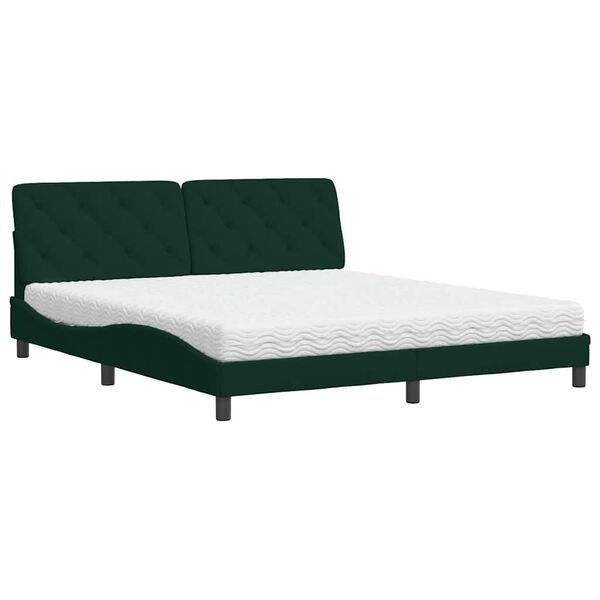 Cama con colchón terciopelo verde oscuro 180×200 cm Verde oscuro  180 x 200 cm