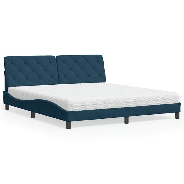 Cama con colchón terciopelo azul 180×200 cm Azul  180 x 200 cm