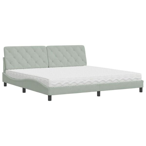 Cama con colchón terciopelo gris claro 200×200 cm Gris claro  200 x 200 cm