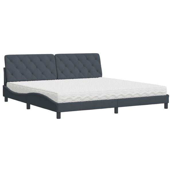 Cama con colchón terciopelo gris oscuro 200×200 cm Gris oscuro  200 x 200 cm