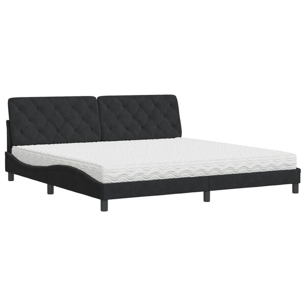 Cama con colchón terciopelo negro 200×200 cm Negro  200 x 200 cm