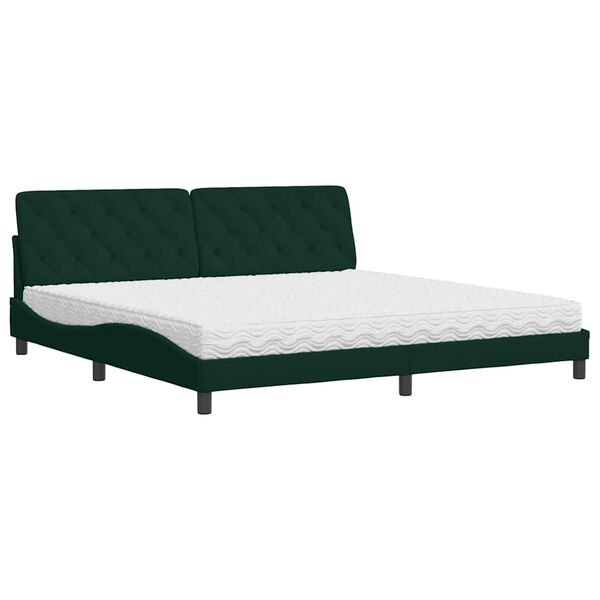 Cama con colchón terciopelo verde oscuro 200×200 cm Verde oscuro  200 x 200 cm