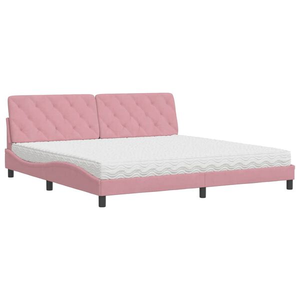 Cama con colchón terciopelo rosa 200×200 cm Rosa  200 x 200 cm