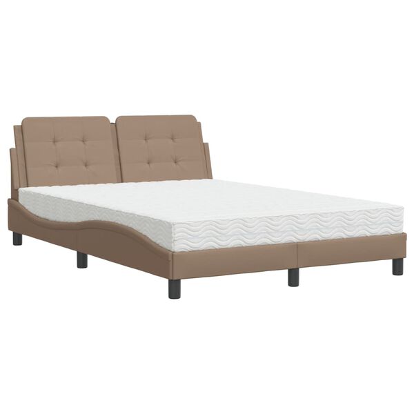 Cama con colchón Zadar cuero sintético capuchino 140×200 cm Capuchino  140 x 200 cm