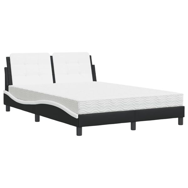 Cama con colchón Zadar cuero sintético negro y blanco 140×200 cm Negro y blanco  140 x 200 cm