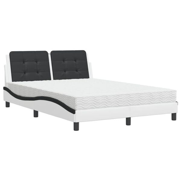 Cama con colchón Zadar cuero sintético blanco y negro 140×200 cm Blanco y negro  140 x 200 cm