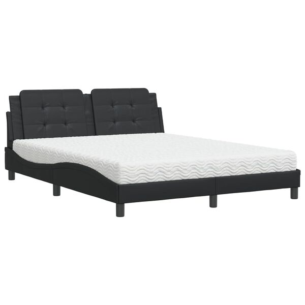 Cama con colchón Zadar cuero sintético negro 160×200 cm Negro  160 x 200 cm