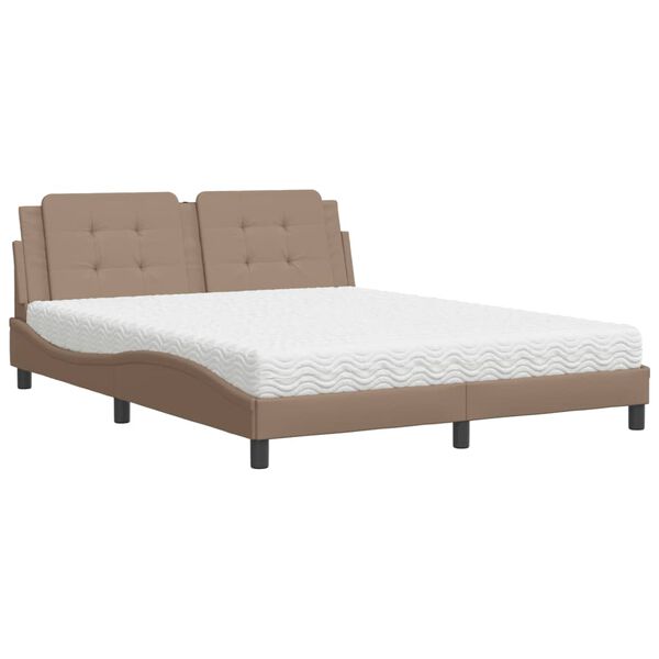 Cama con colchón Zadar cuero sintético capuchino 160×200 cm Capuchino  160 x 200 cm