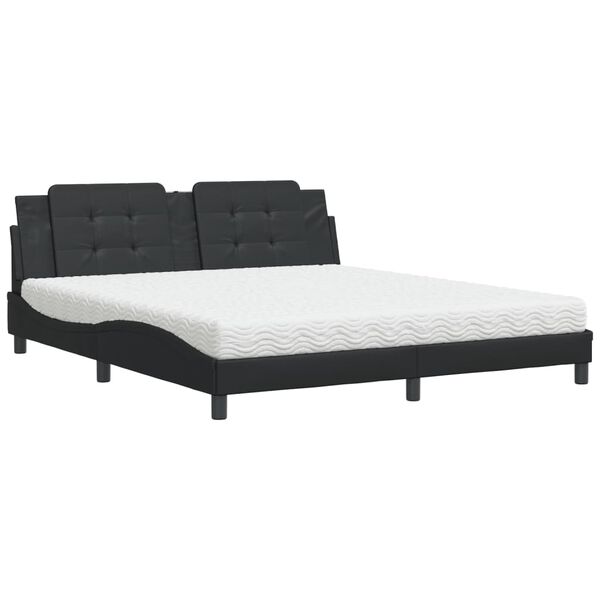 Cama con colchón Zadar cuero sintético negro 180×200 cm Negro  180 x 200 cm