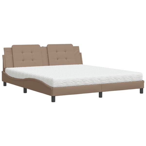 Cama con colchón Zadar cuero sintético capuchino 180×200 cm Capuchino  180 x 200 cm