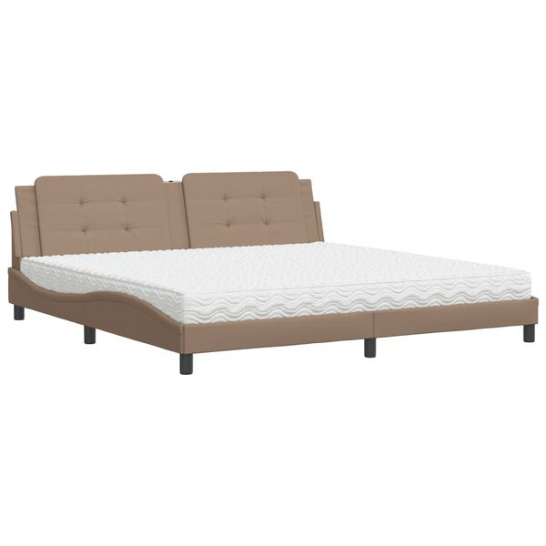 Cama con colchón Zadar cuero sintético capuchino 200×200 cm Capuchino  200 x 200 cm