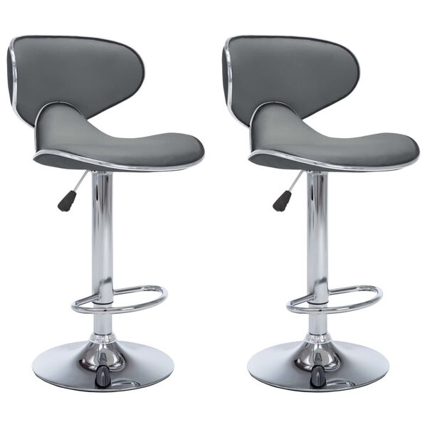 323648 Bar Stools 2 pcs Grey Faux Leather Gris