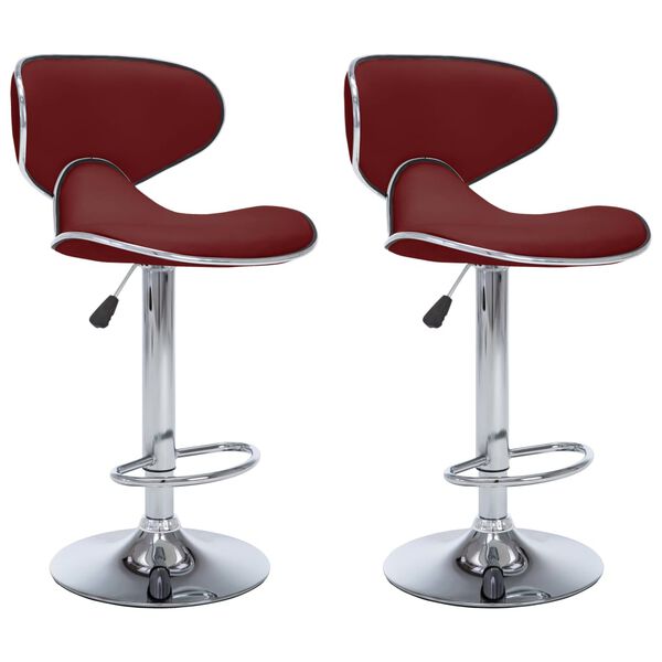 323649 Bar Stools 2 pcs Wine Red Faux Leather Rojo vino tinto