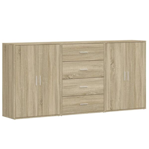 Aparadores 3 uds madera de ingeniería roble Sonoma 60x31x84 cm Roble Sonoma