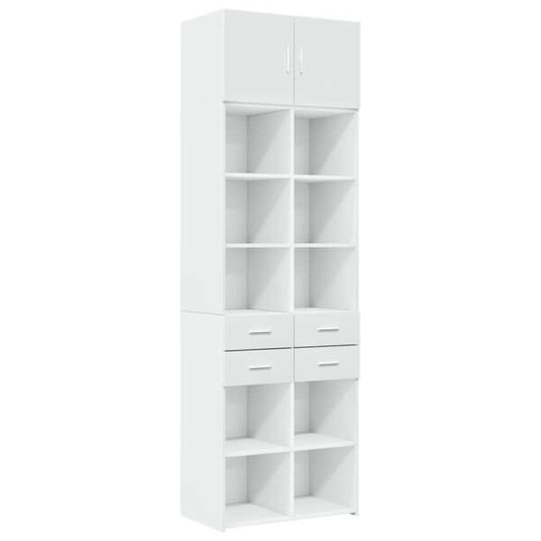 Armario de madera de ingeniería blanco 70x425x225 cm Blanco 70 x 42.5 x 225 cm 4 drawers 6 shelves