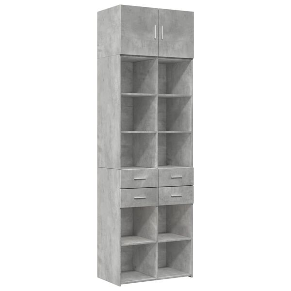 Armario de madera de ingeniería gris hormigón 70x425x225 cm Gris hormigón 70 x 42.5 x 225 cm 4 drawers 6 shelves