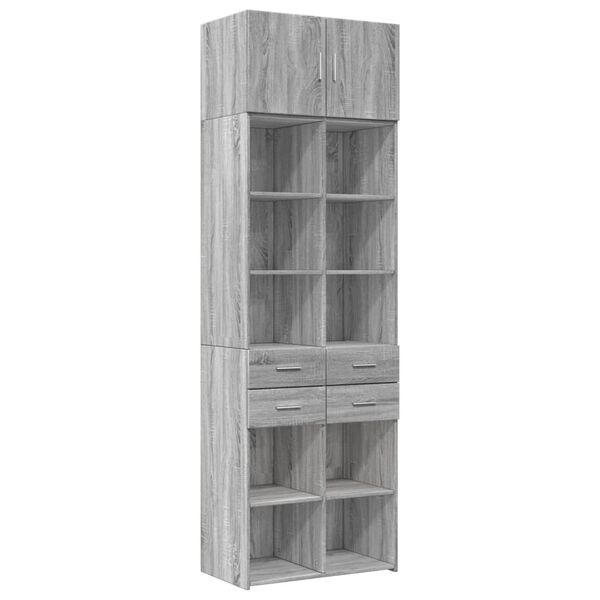 Armario de madera ingeniería gris Sonoma 70x425x225 cm Gris sonoma 70 x 42.5 x 225 cm 4 drawers 6 shelves