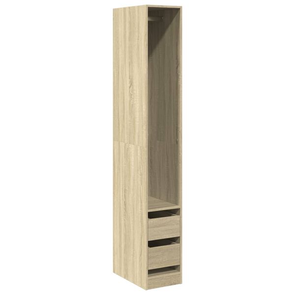 Armario de madera de ingeniería roble Sonoma 30x50x200 cm Roble Sonoma 30 x 50 x 200 cm 2 cajones