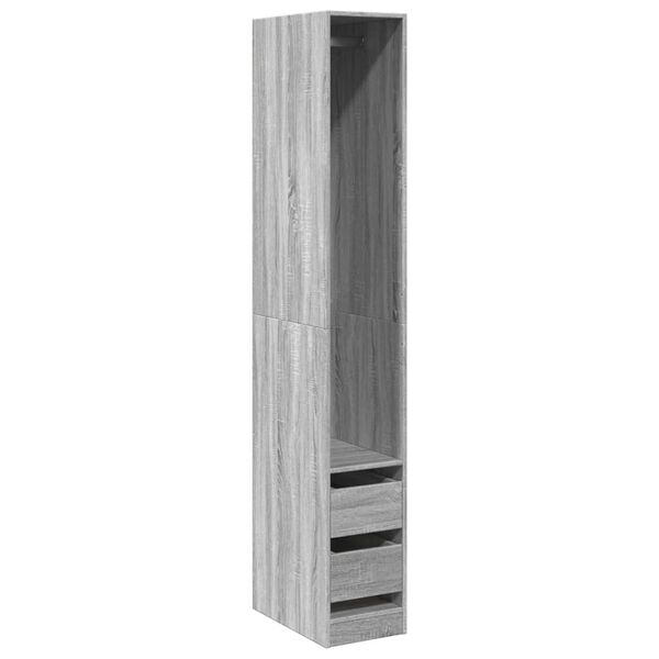 Armario de madera de ingeniería gris Sonoma 30x50x200 cm Gris sonoma 30 x 50 x 200 cm 2 cajones